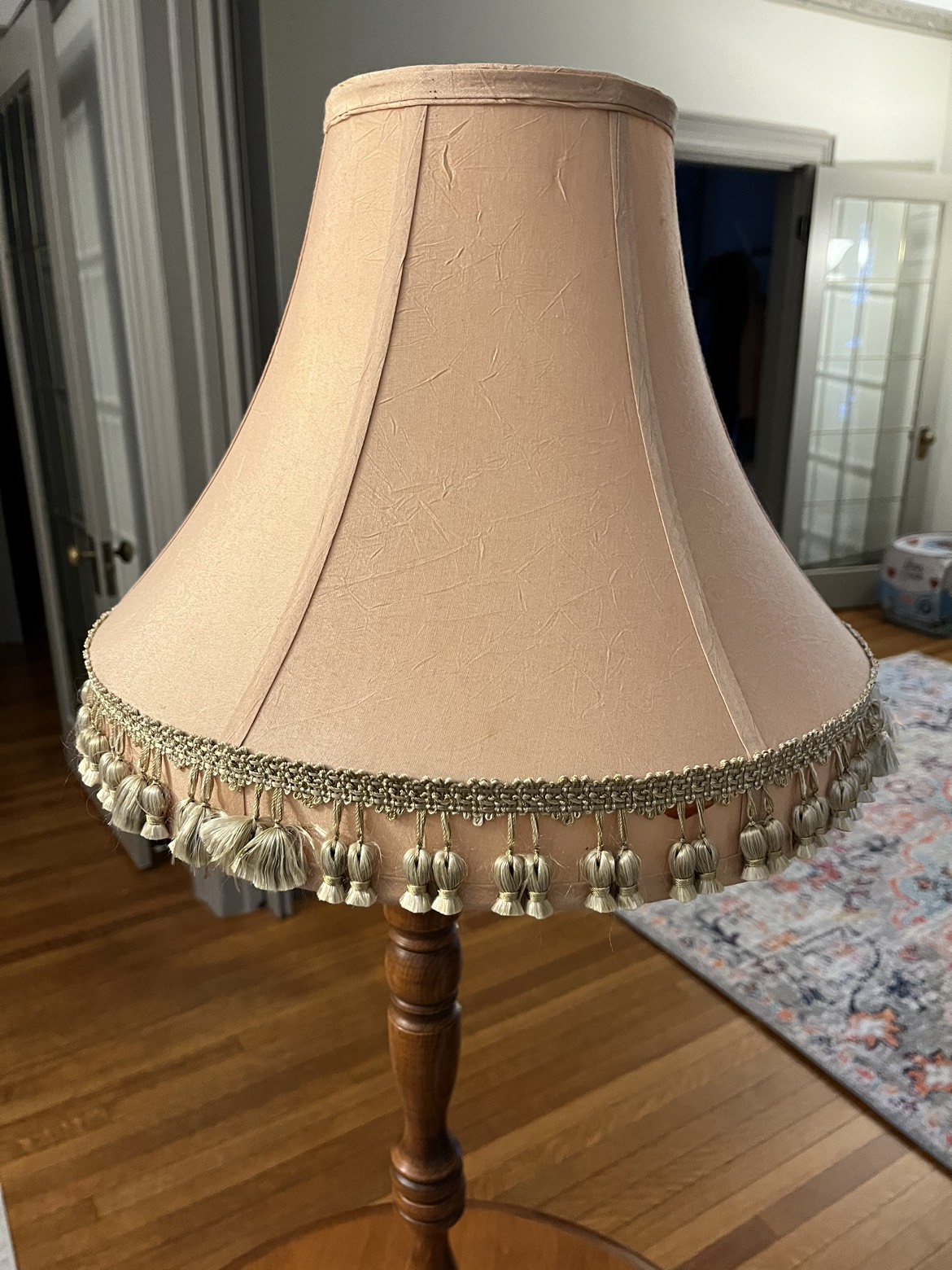 Wooden side table with built in lamp - photo 2