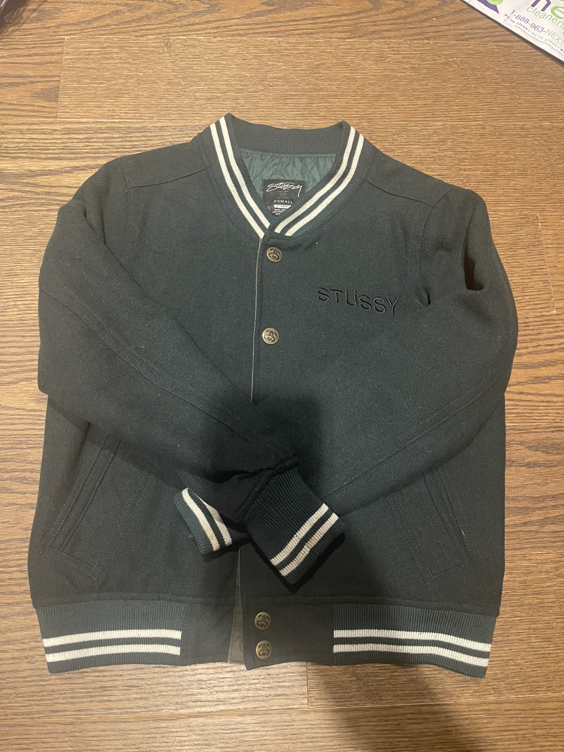 STUSSY vintage Green Varsity Letter Jacket XS Women’s Rare thumbnail