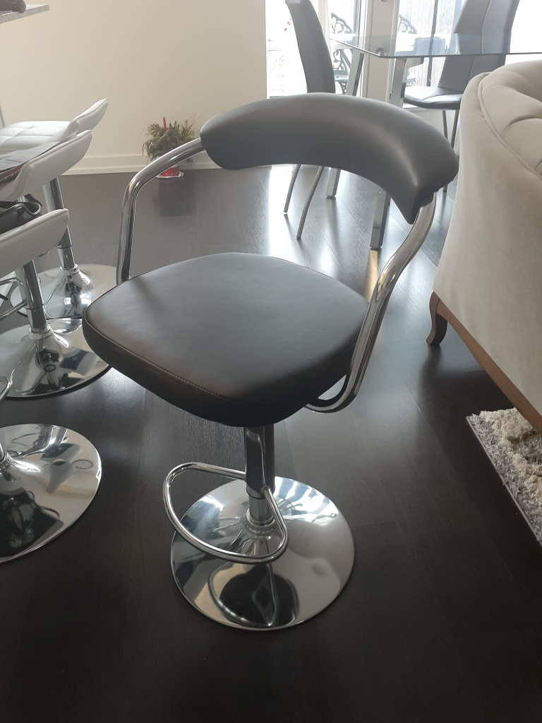 Swivel Adjustable Bonded-Leather Bar Stools - photo 2