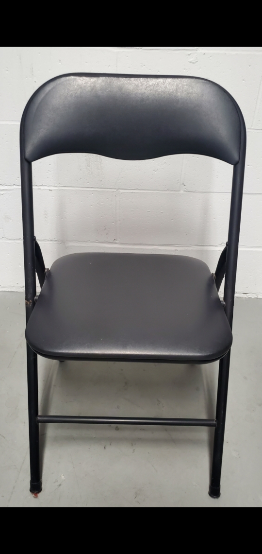 2 Black Leather &amp; Metal Folding Chairs for Sales - photo 2