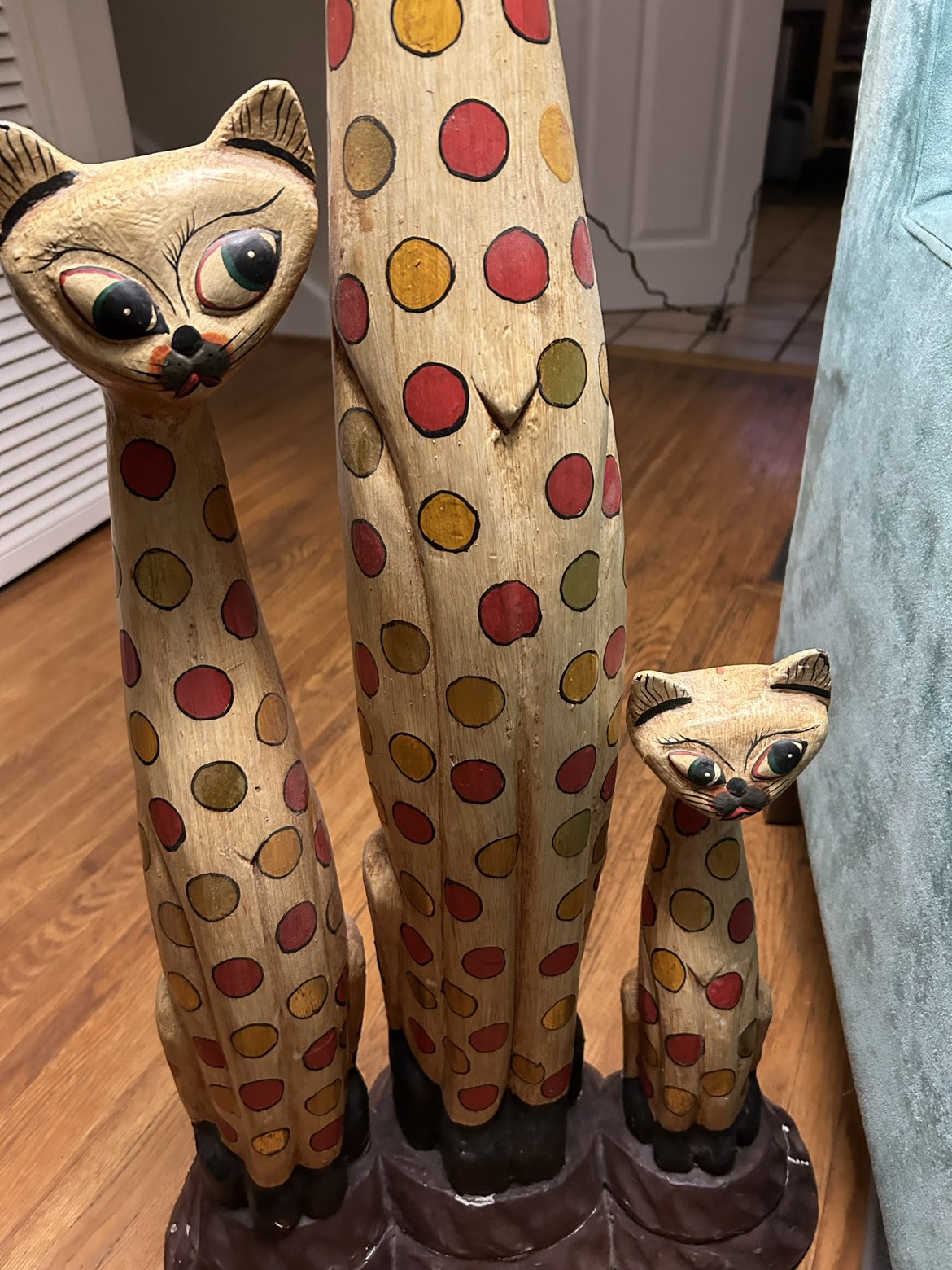 Cat Lovers Unique hand carved wooden Cat Lamp - photo 4