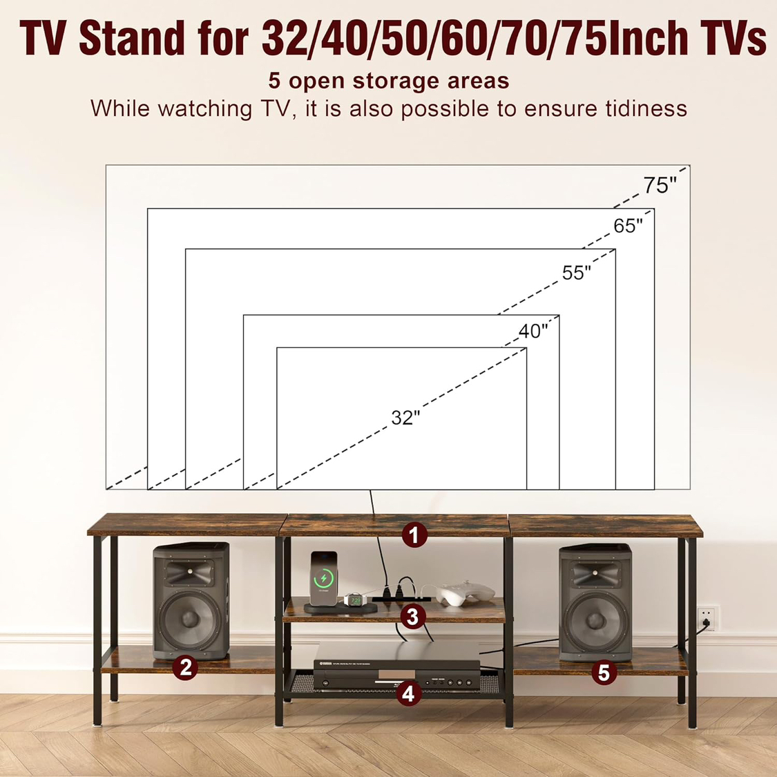 TV Stand With Integrated Power Strip - photo 2