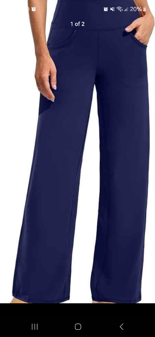 New Navy Blue Yoga Pants with Pockets High Waist Workout SMALL
