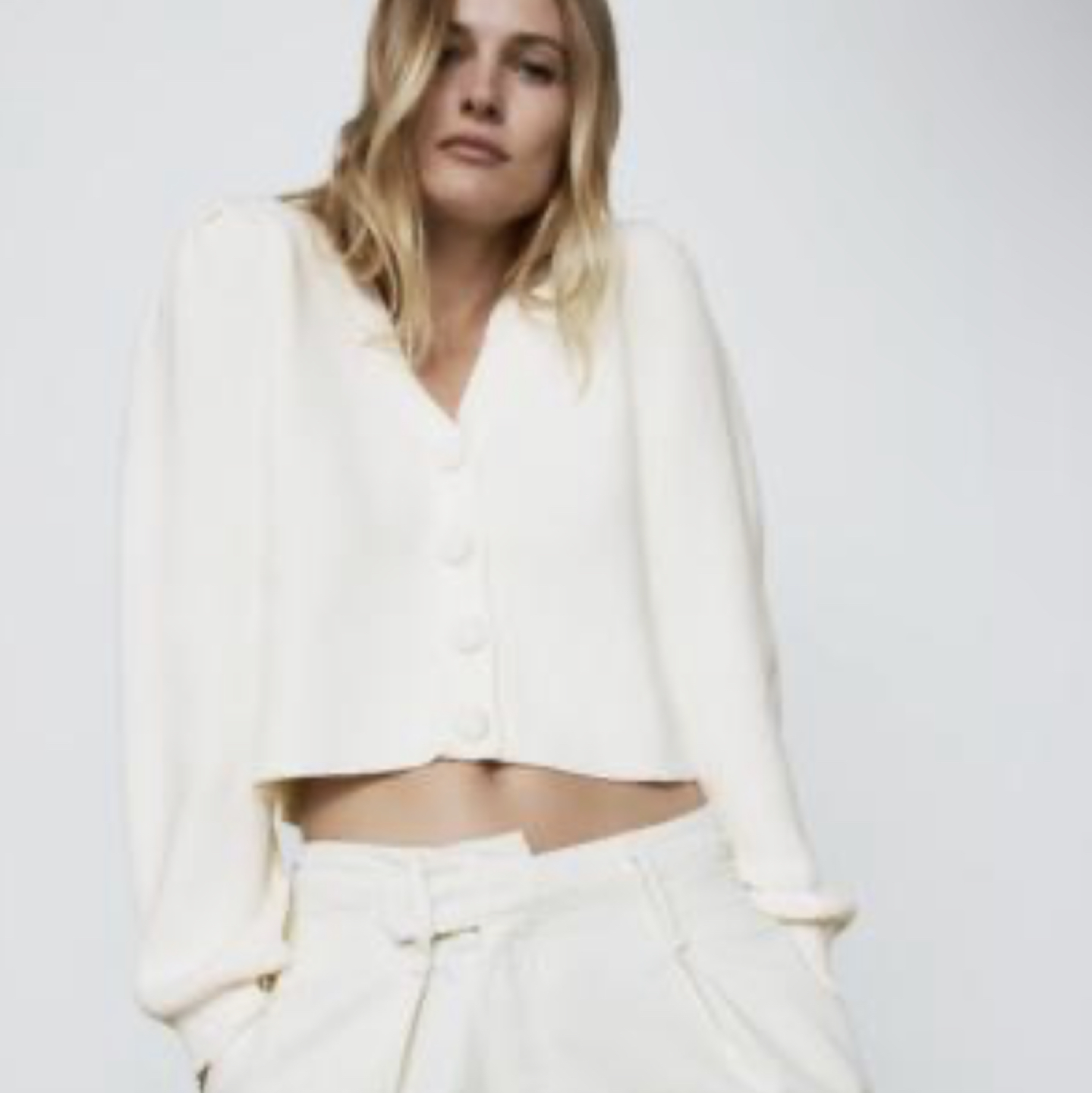 Zara ribbed chunky knit cardigan with balloon sleeves (small) image indicator(10)