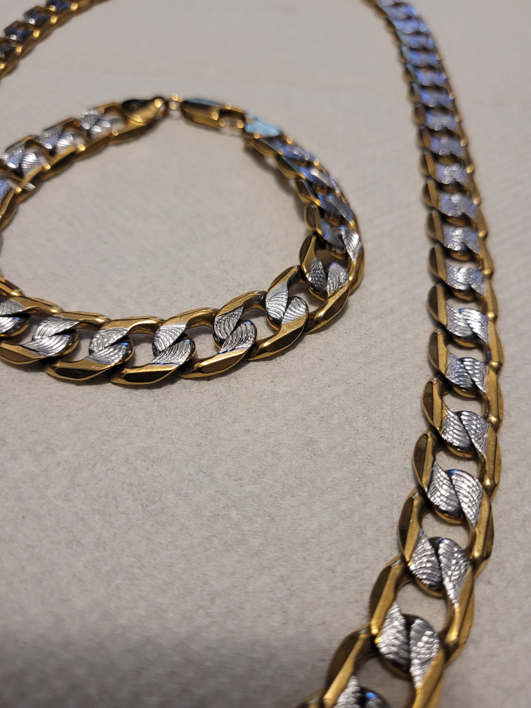 New "Gold Plated and Platinum Plated" Necklace and Bracelet Set image indicator(2)