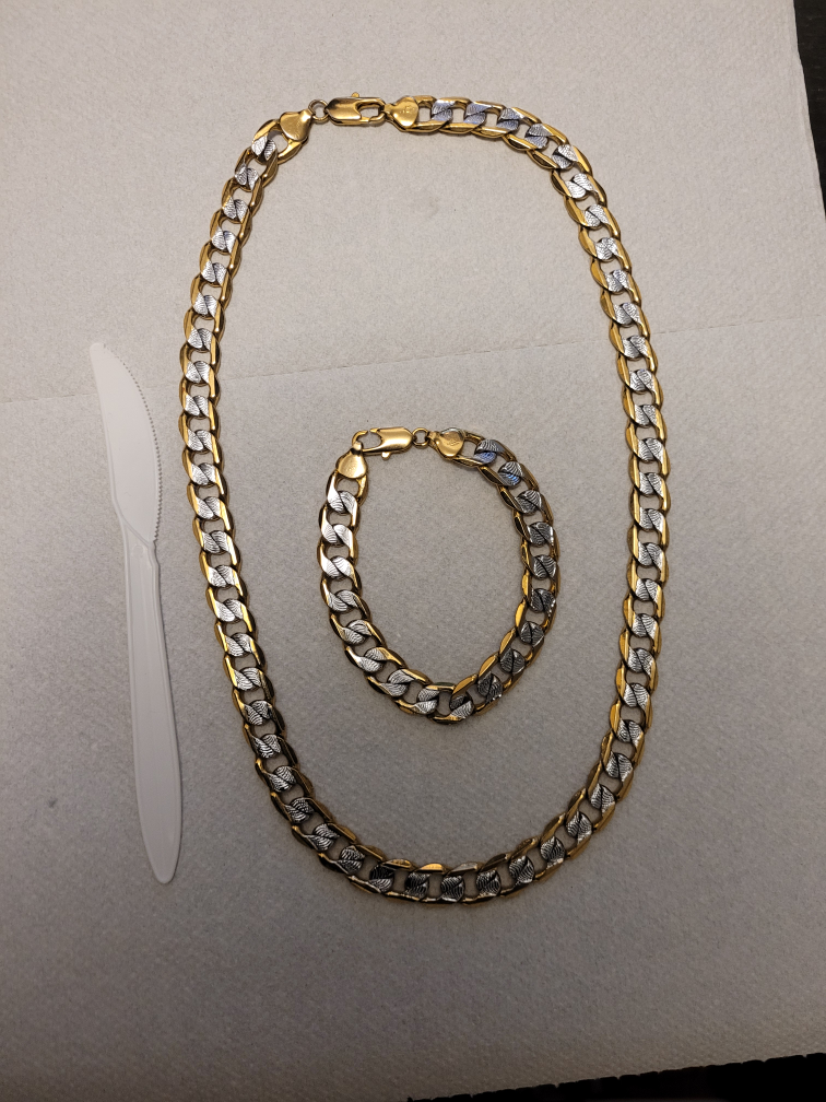 New "Gold Plated and Platinum Plated" Necklace and Bracelet Set image indicator(5)