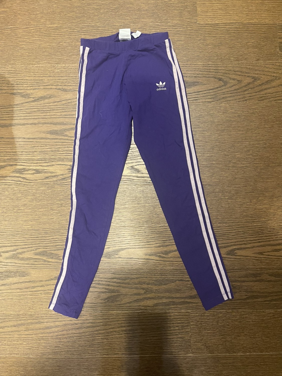 Adidas XS Purple Tights 3 Stripes Leggings Plum image indicator(2)