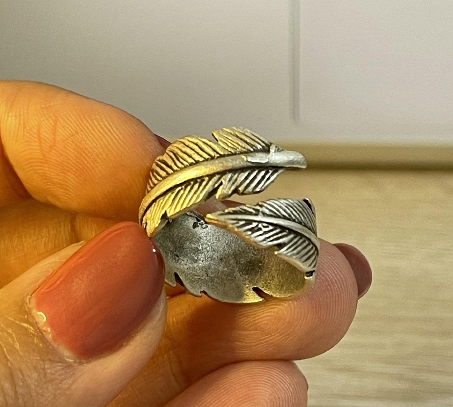 Vintage handmade leaf shape ring - photo 2