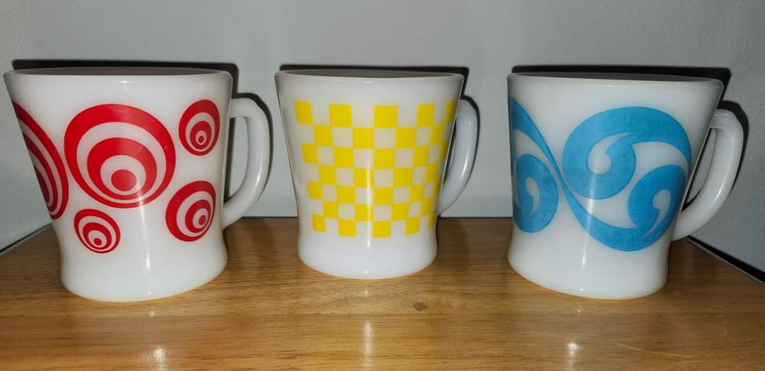 Vintage White Milk Glass Mugs, Anchor Hocking Fire King, thumbnail