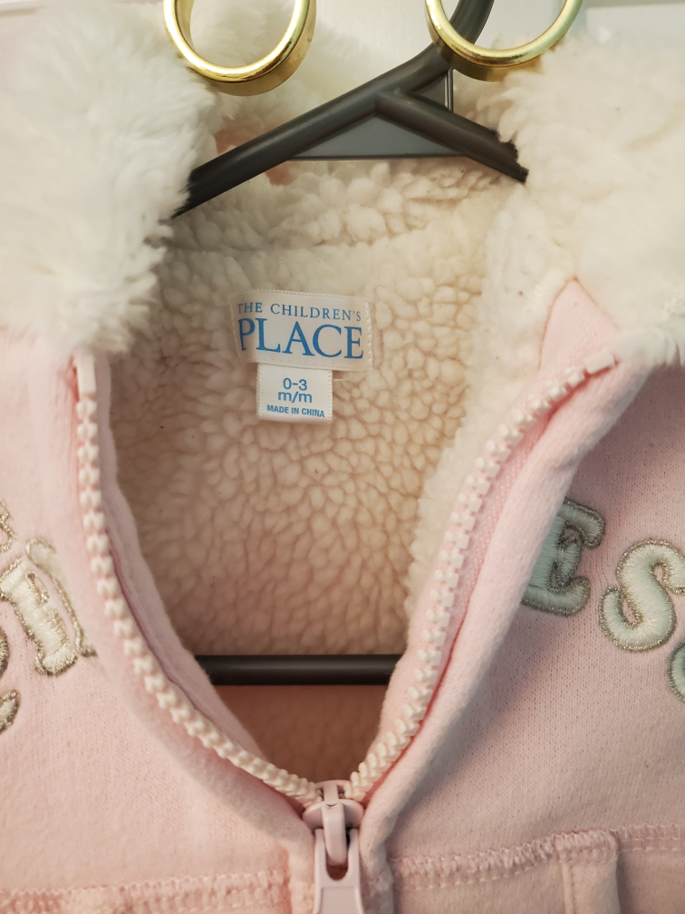 warm baby pink zip up hoodie, size 0-3 months image indicator(2)