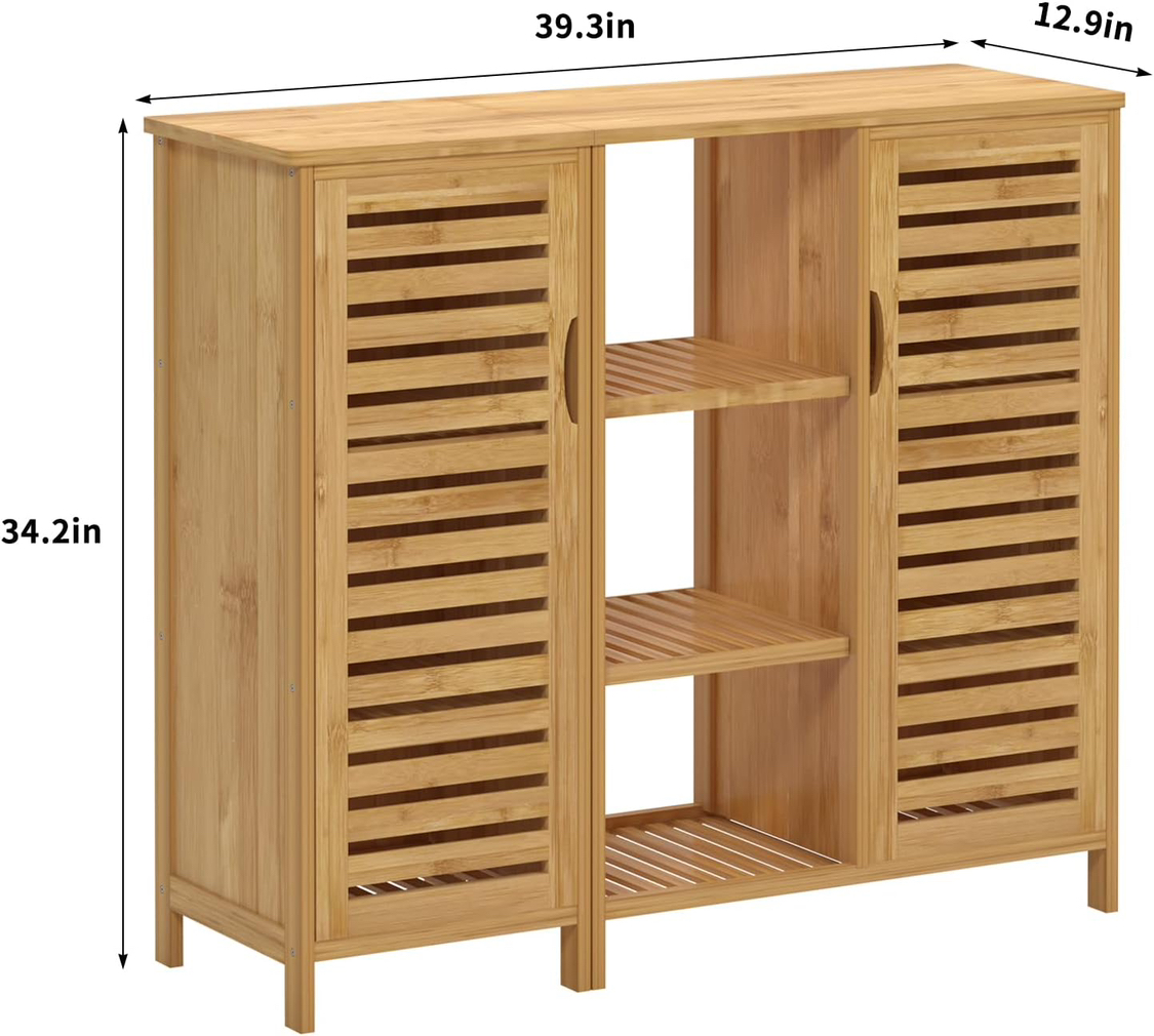 Soges Two Door, Three Shelf Bamboo Cabinet - photo 2
