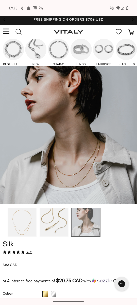 Vitaly "silk" necklace - tarnish free, minimalist