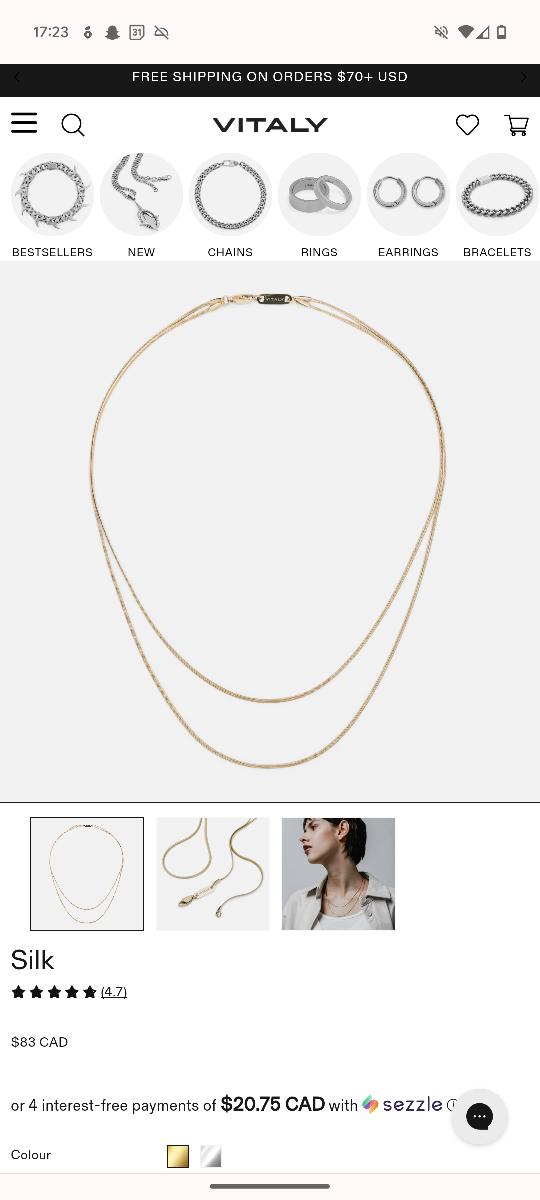 Vitaly "silk" necklace - tarnish free, minimalist - photo 3