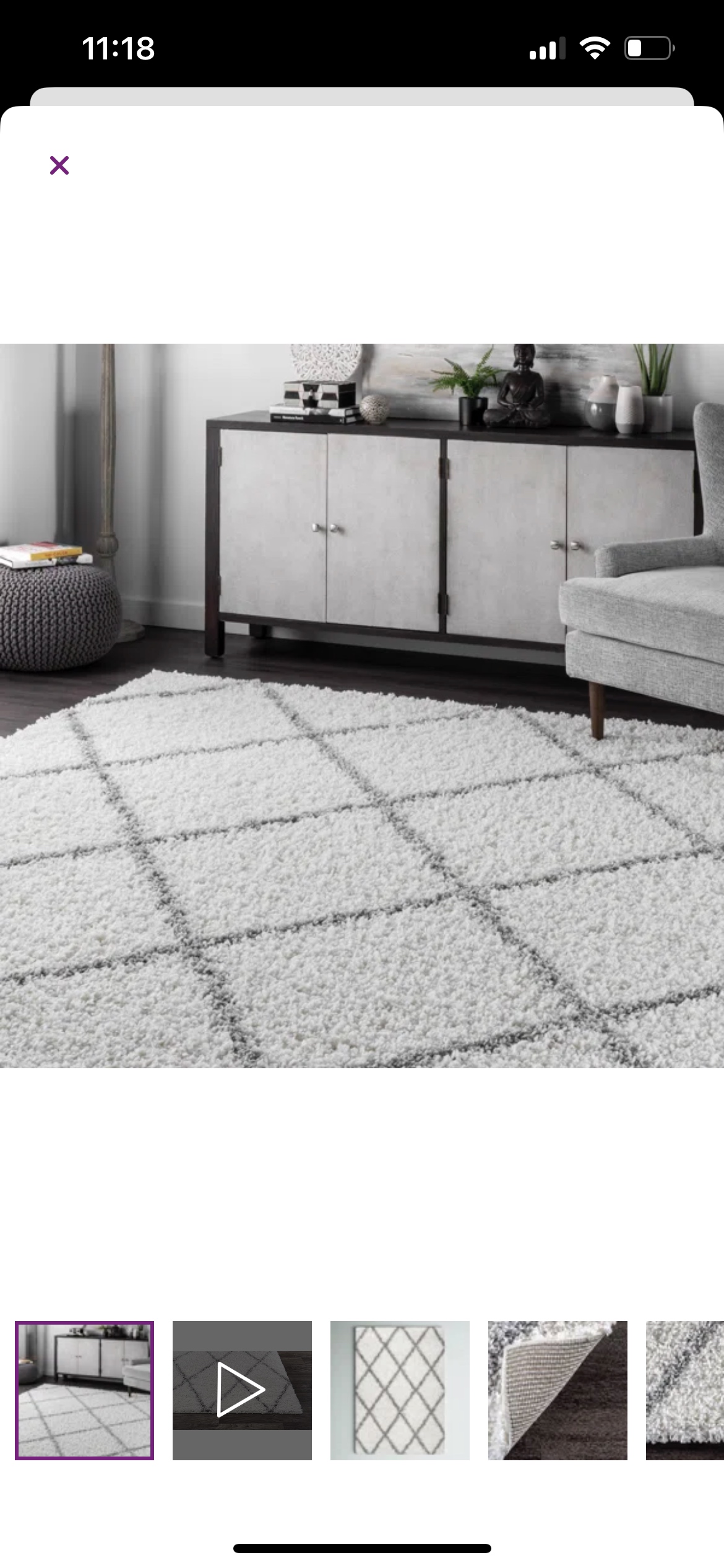 Off-white shag rug 5’3 x 7’6