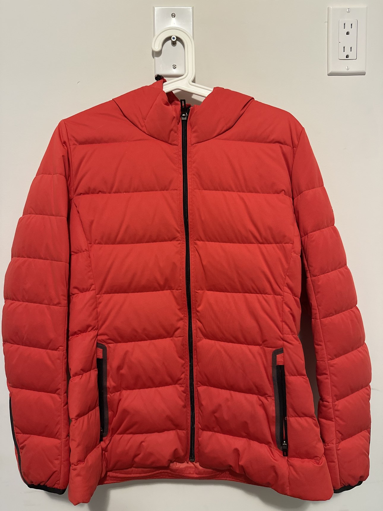 Adidas red down jacket