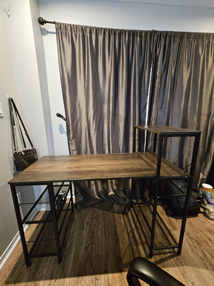 Computer desk and chair thumbnail