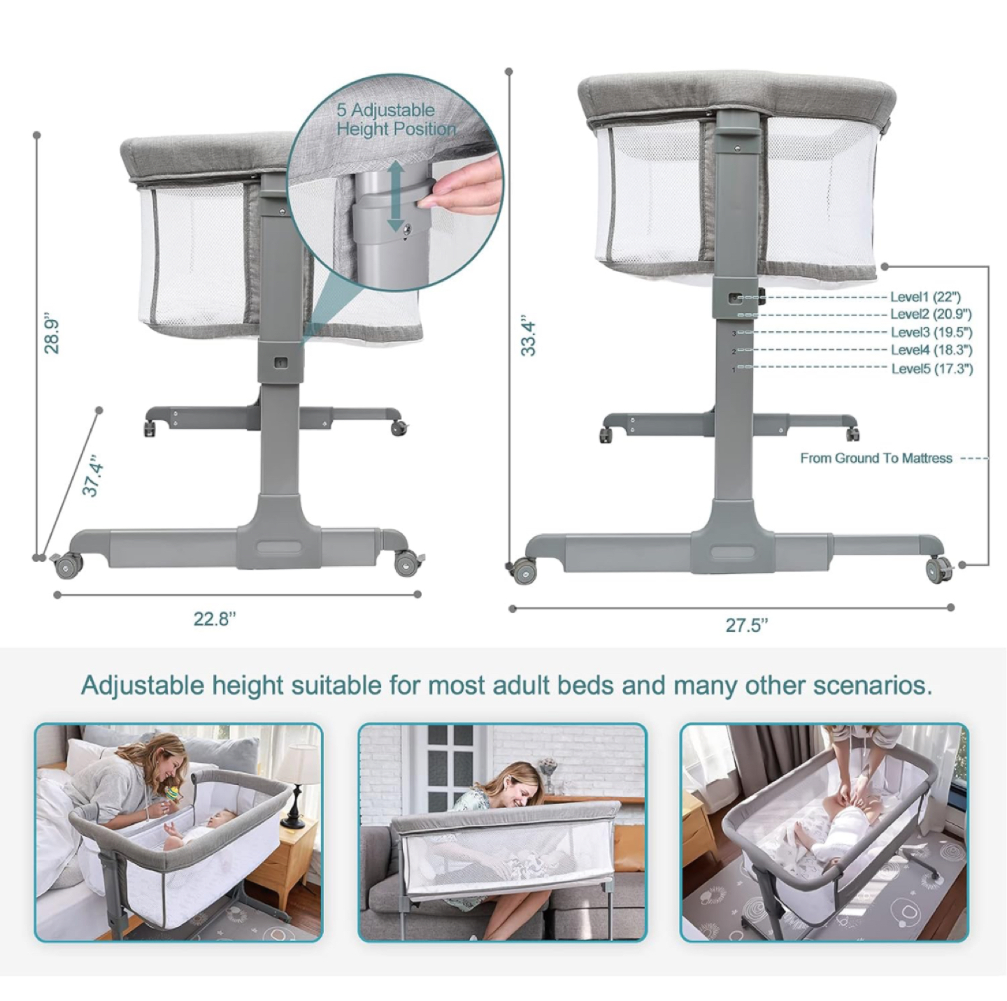TCBunny 2-in-1 Baby Bassinet & Bedside Sleeper - photo 5