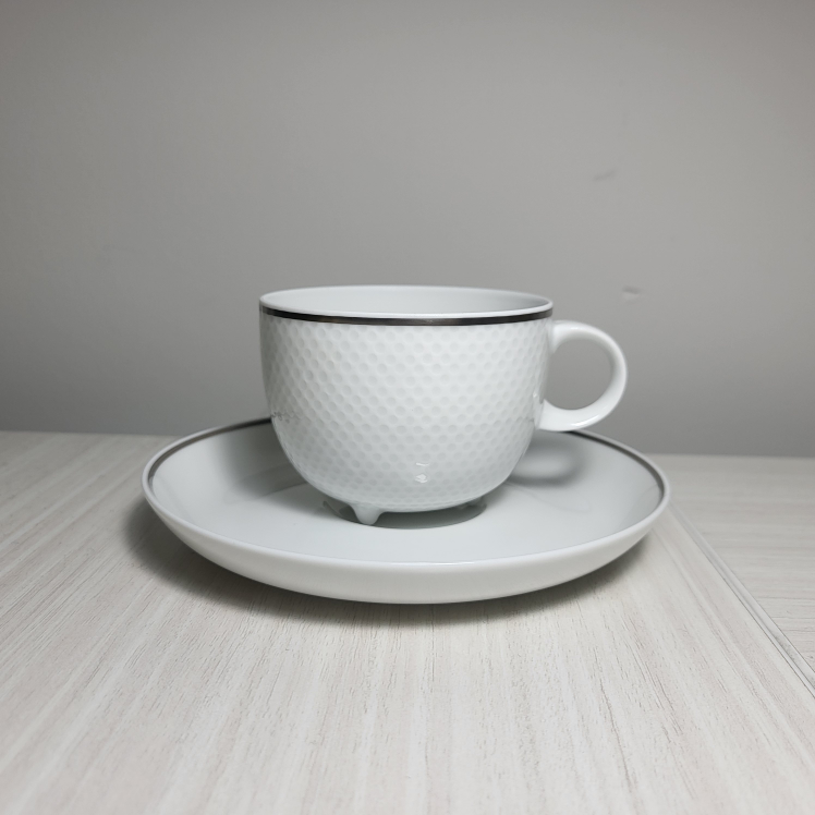 Rosenthal Continental White Platinum Silver Tea Cup Set
