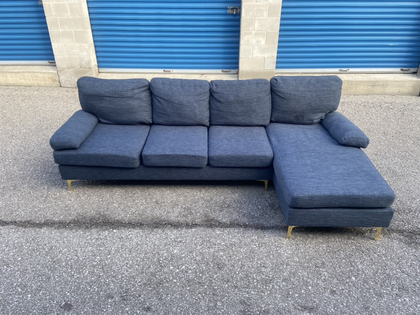 FREE DELIVERY• BLUEISH GREY SECTIONAL COUCH / SOFA w/ PILLOWS - photo 3