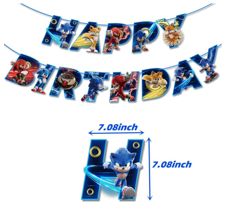 Sonic Birthday Banner Balloons Cake Toppers Ribbons - photo 4