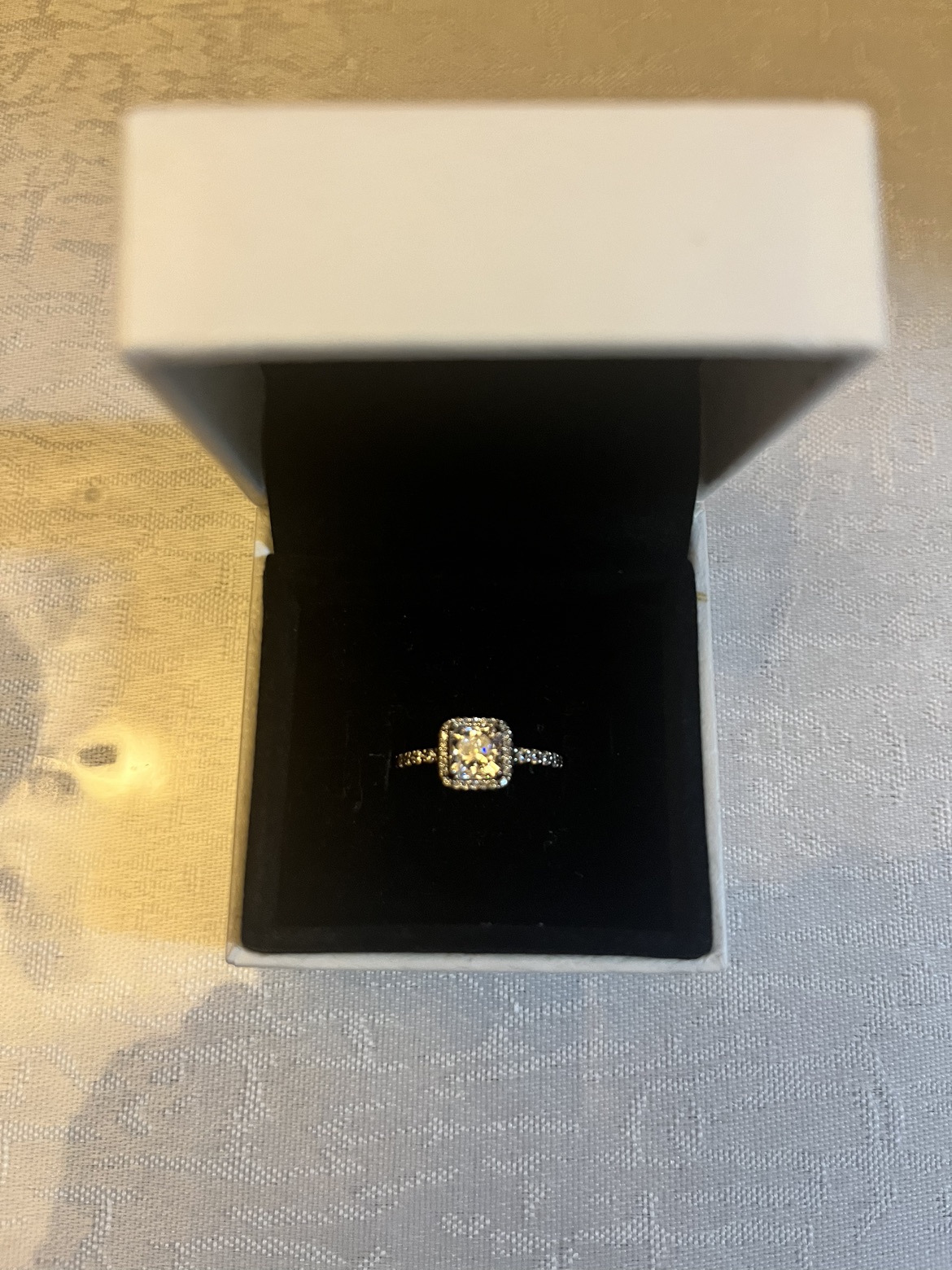 Pandora Square Sparkle Halo Ring