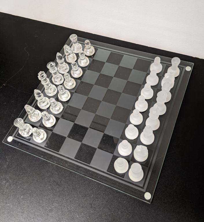 Glass chess and checkers set thumbnail