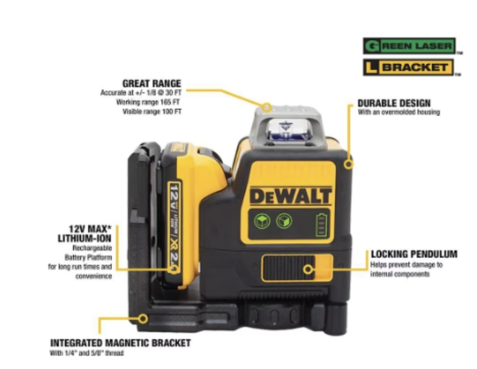Dewalt self leveling level (no battery.) - photo 2