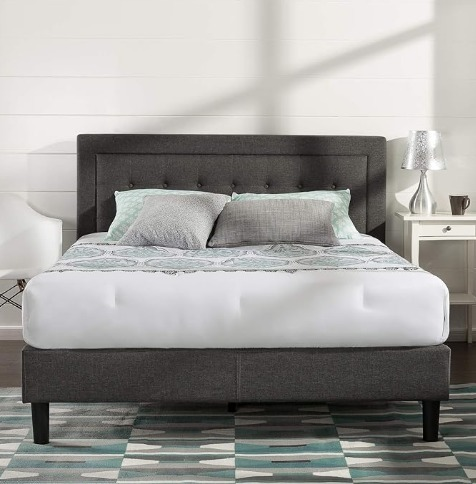 King Size Bed Frame, Upholstered Dark Grey thumbnail