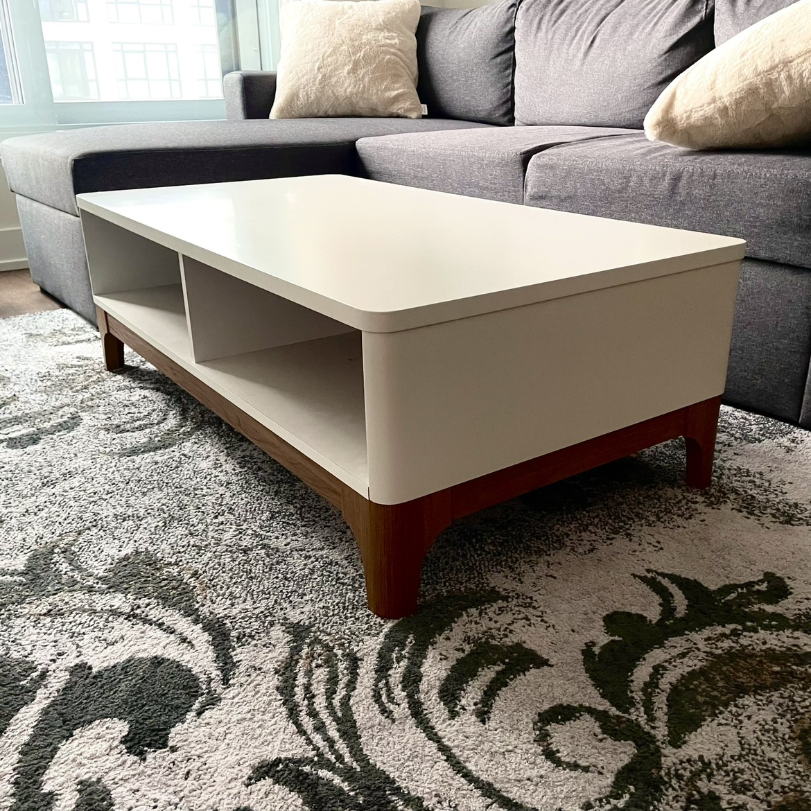 Structube White Coffee Table with Wooden Base thumbnail