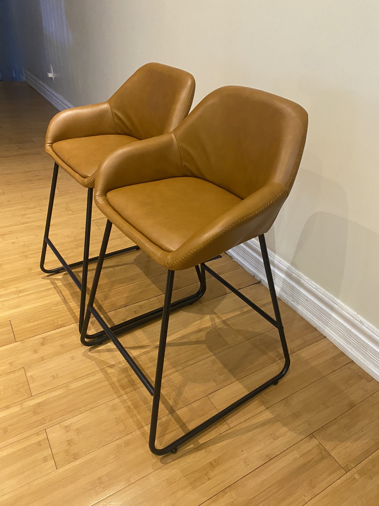 Kitchen Counter Height Bar Stoolwith Back Set of 2 image indicator(2)