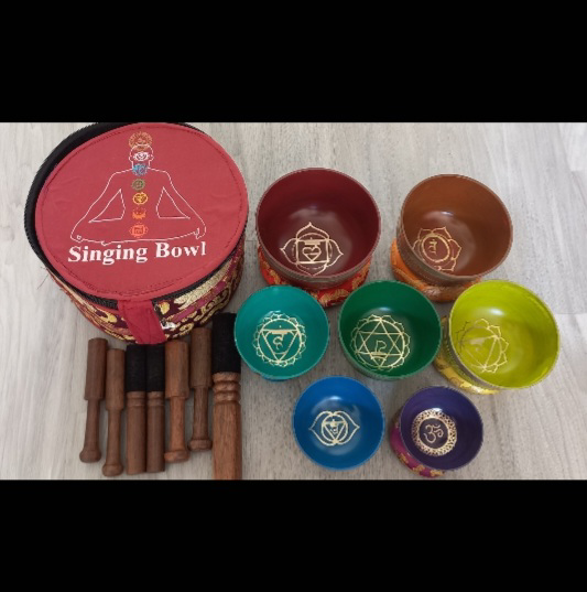 Seven Chakras Tibetan Singing Bowl Set from Nepal - photo 3
