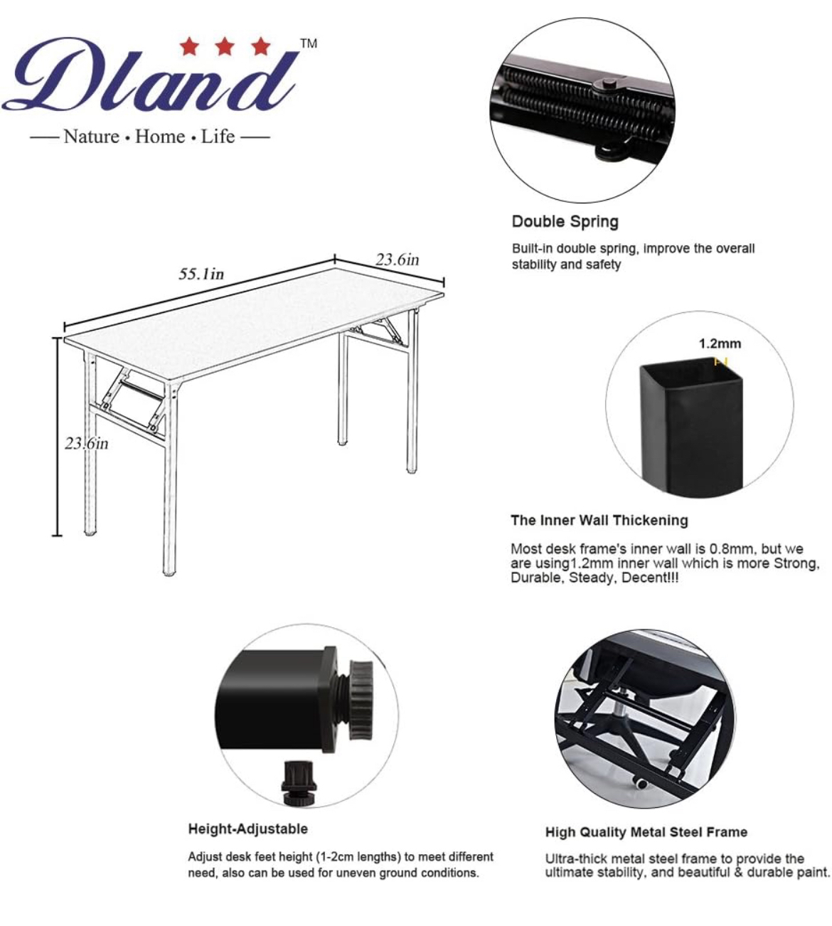 Folding Table Computer Desk 55 inches - photo 3