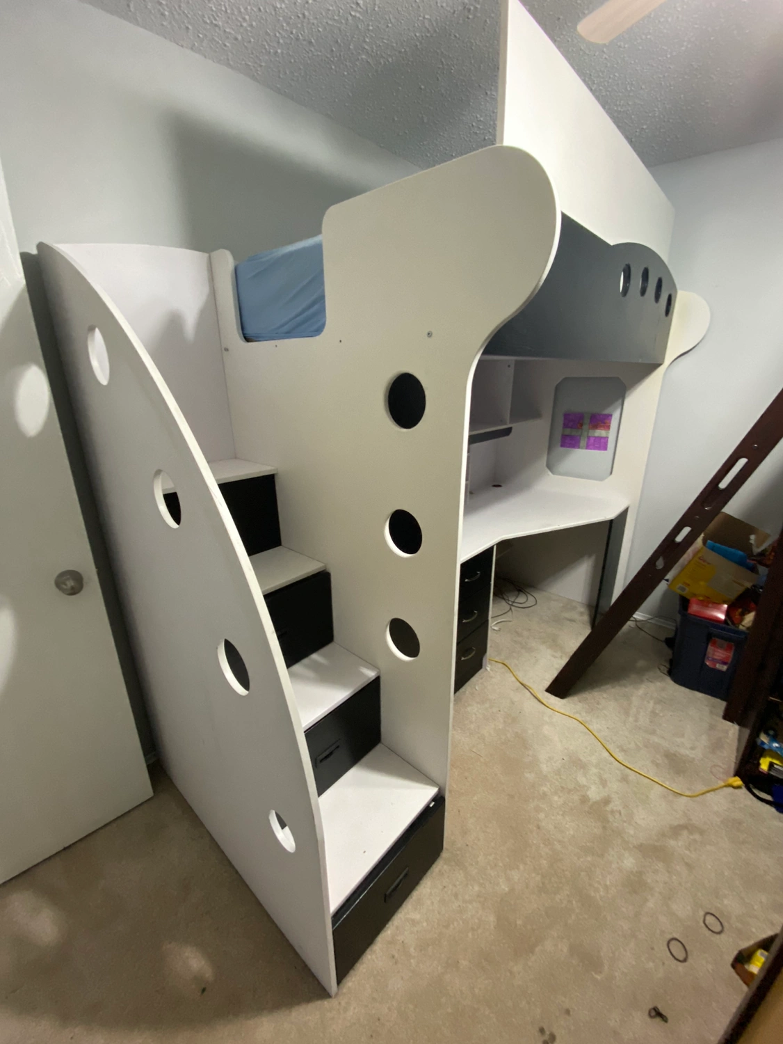 Loft Bed, +Desk, Shelves, Drawers, Closet (Jysk NIKA) Karrot