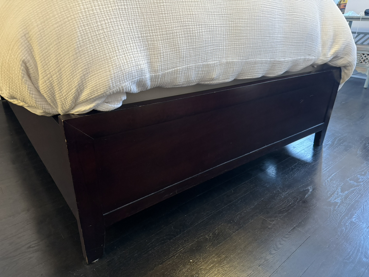 Walnut Wood Bed Frame (Full) with 2-Drawer Storage - photo 4