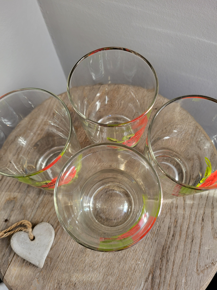 Rose Embossed🌹Vintage Glass Tumbler x 4 🏒 image indicator(7)