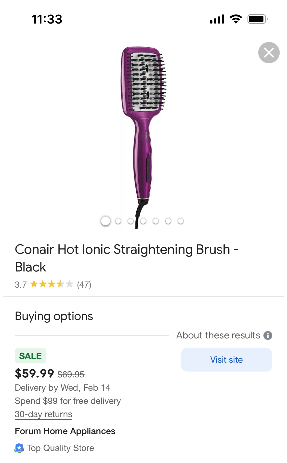 CONAIR Hot Ionic Straightening Brush image indicator(3)