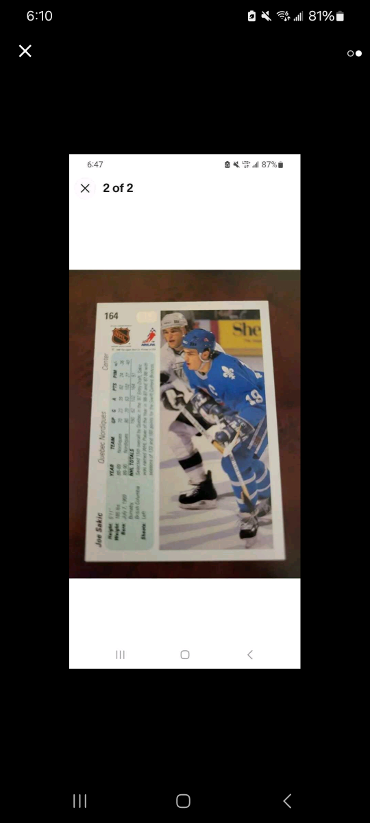 Joe Sakic 1990 Upper Deck Hockey Card image indicator(2)