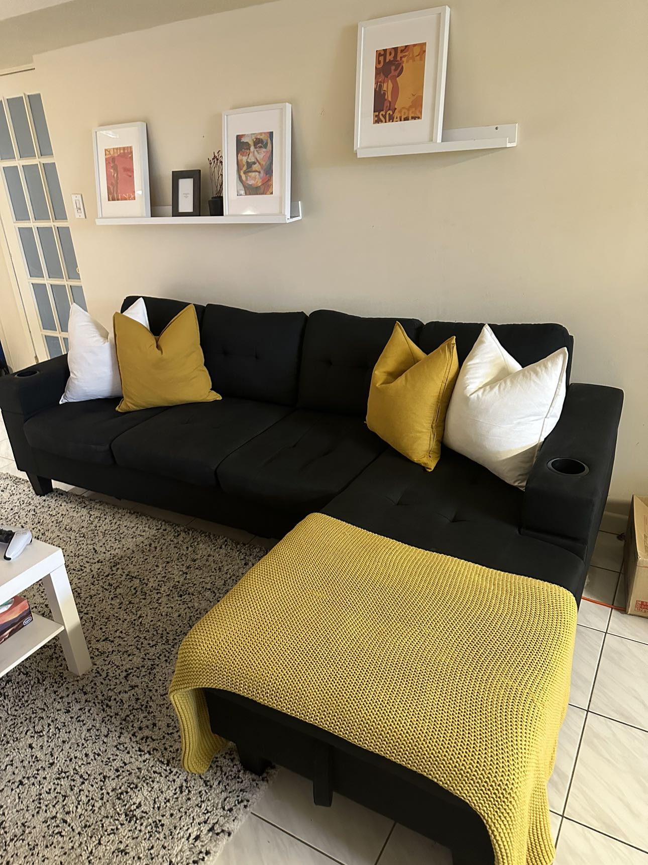 Black sectional couch with storage - photo 2