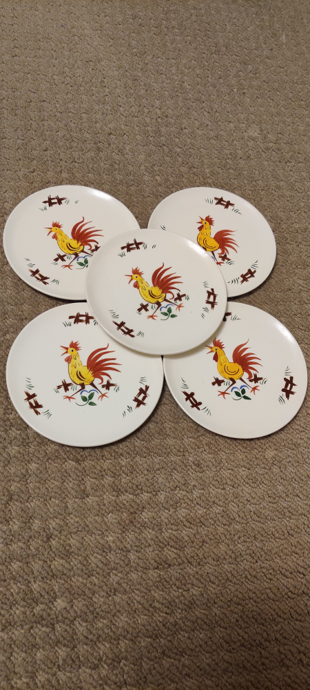 Vintage Hand Painted Fierce Cock plates image indicator(2)