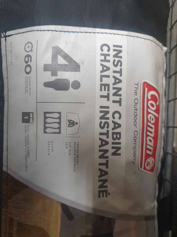 Coleman instant tent(4p)+ rainfly =$60