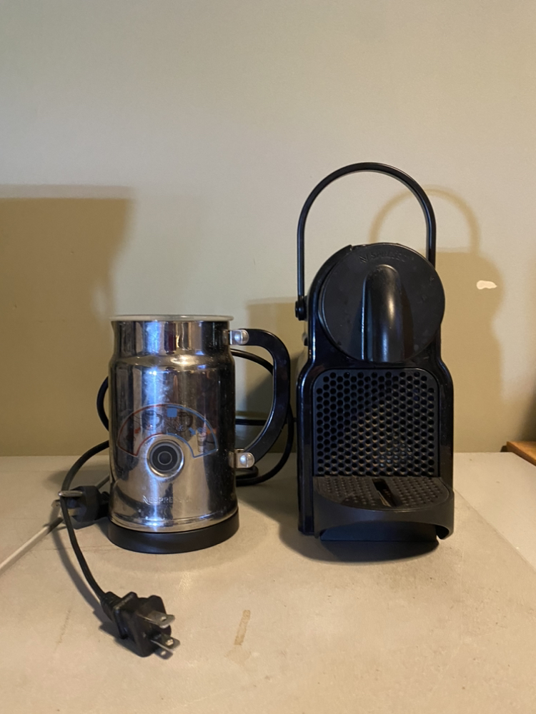Nespresso with milk froster and capsule organizer