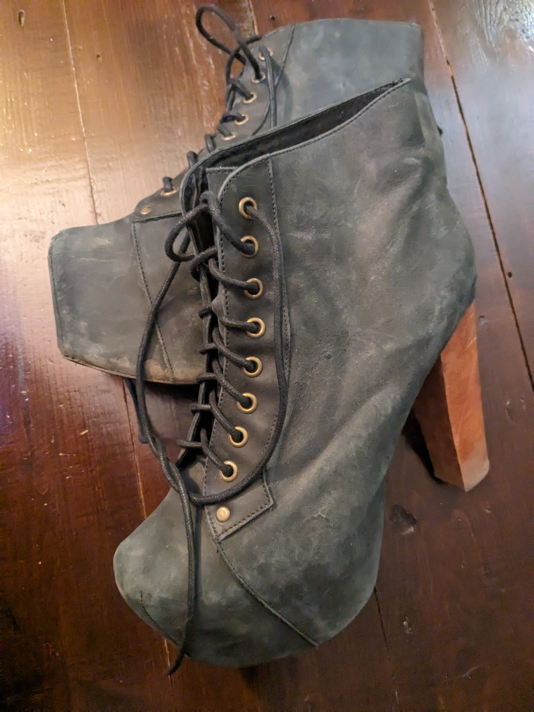 40 - Jeffrey Campbell - Lita - black leather platform boots thumbnail
