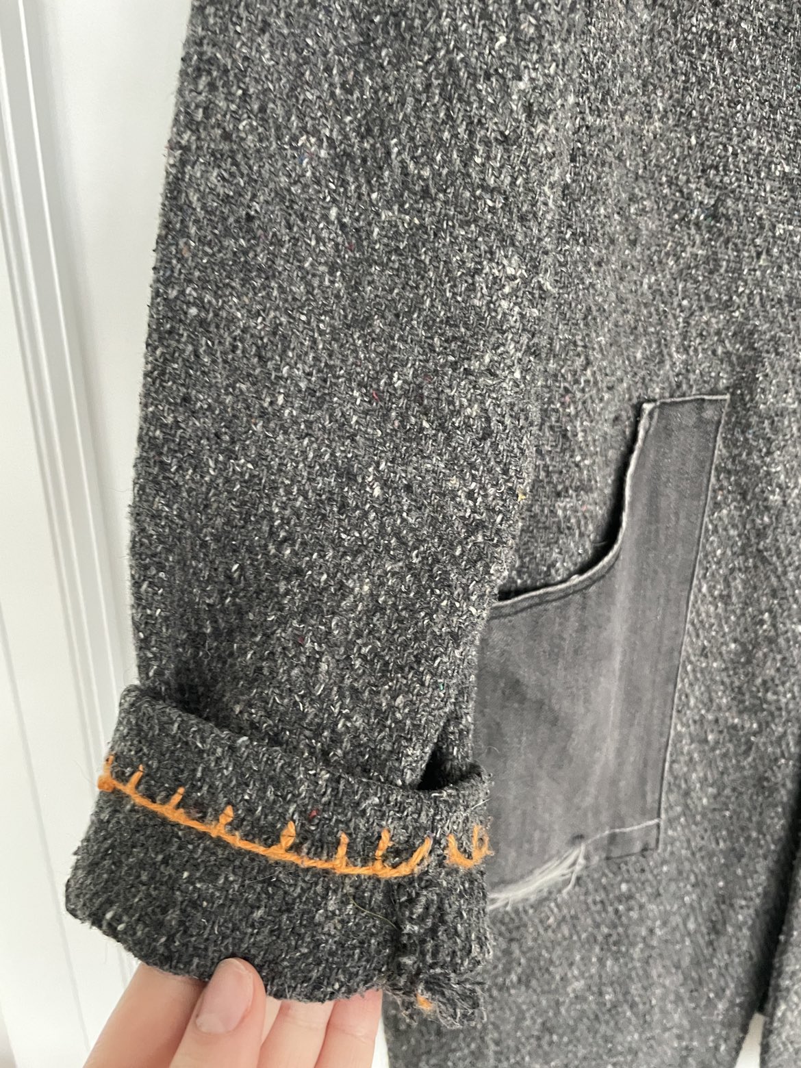 Vintage Grey Coat with Stitching Detail image indicator(2)