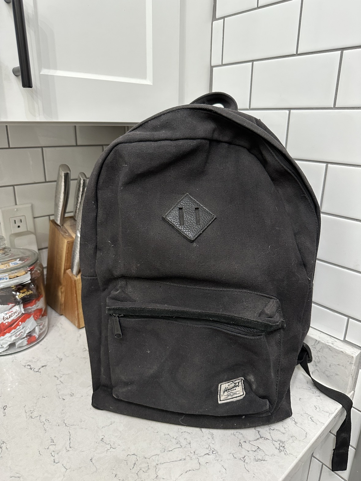 Black Herschel canvas backpack