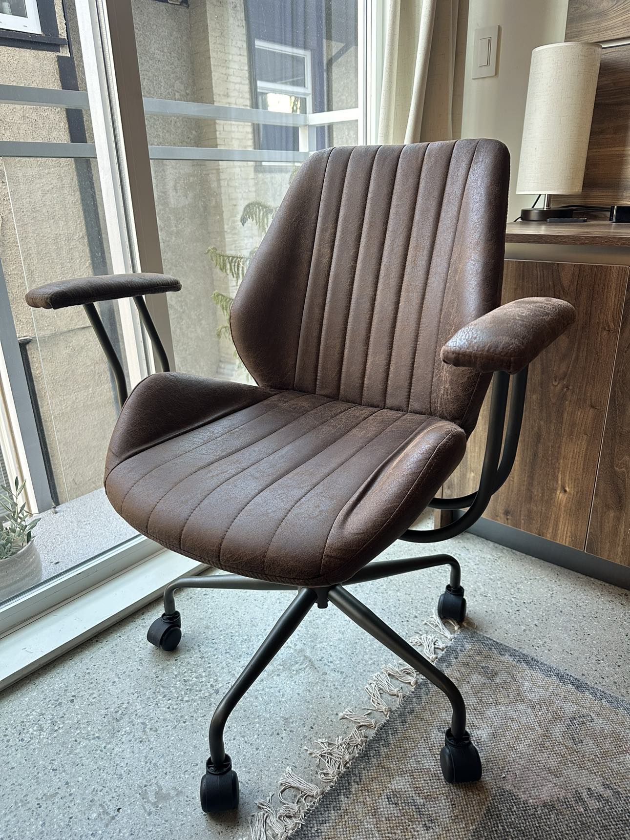 Upholstery Desktop Chair - Dark Brown thumbnail