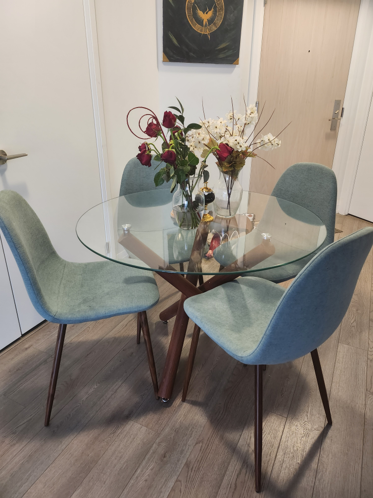 Glass table and 4 chairs