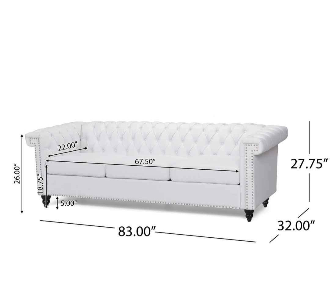 Beautiful Vegan Leather Tufted Sofa - photo 3