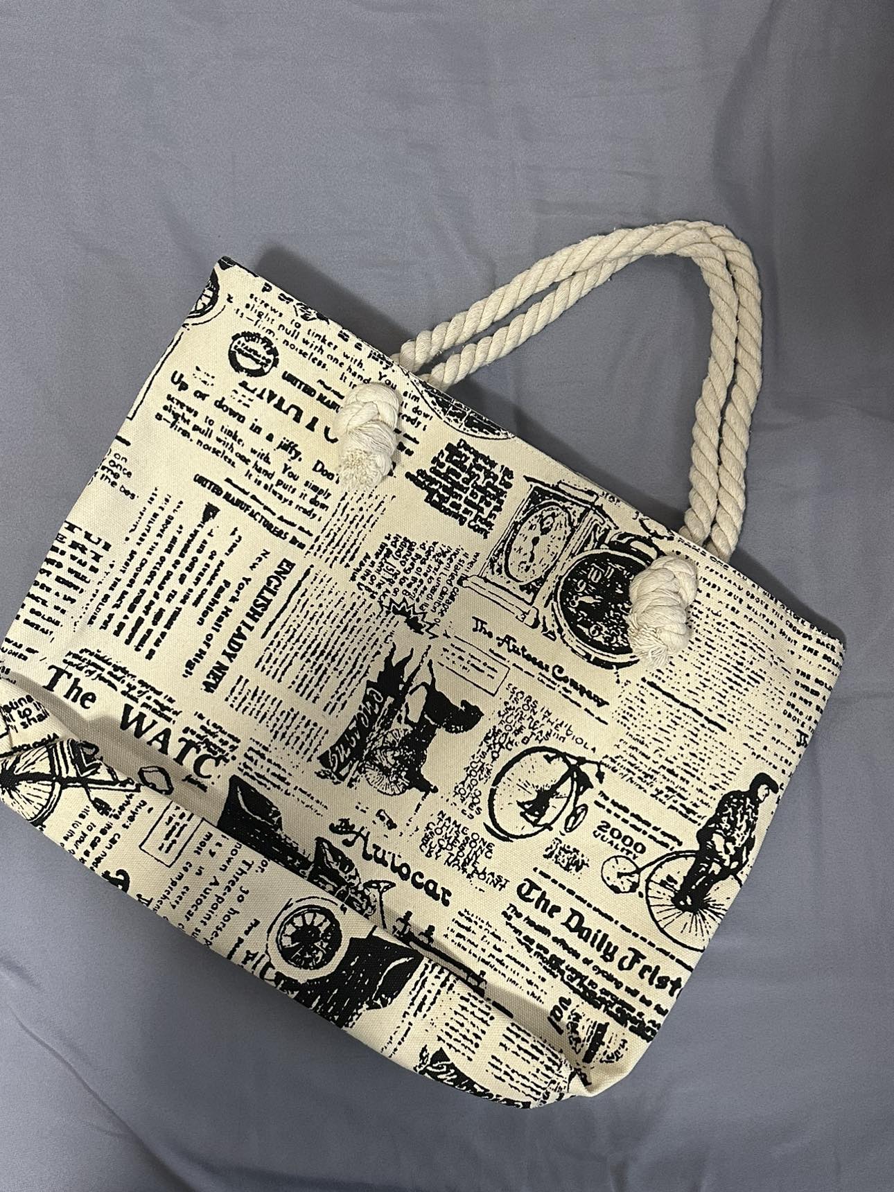 Vintage Print Tote Bag