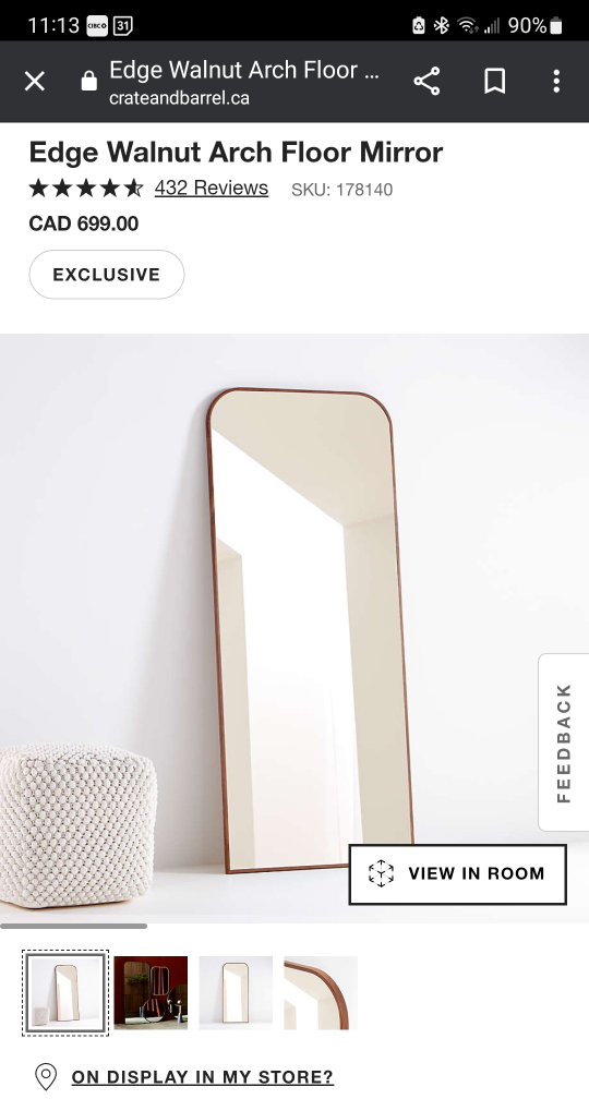 Crate and Barrel Walnut Arch Floor Mirror - photo 2