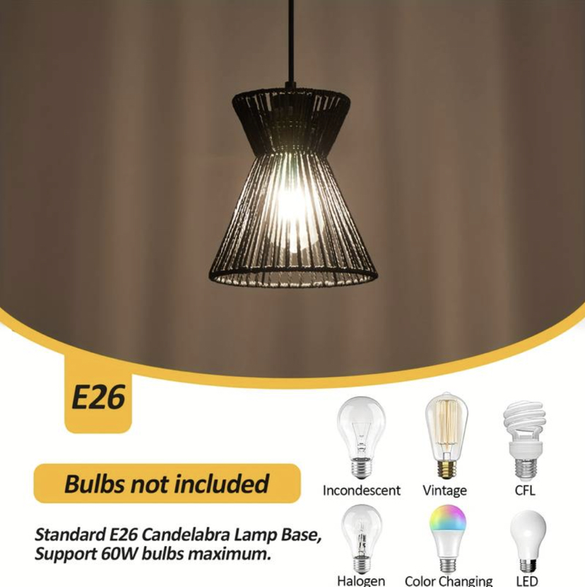 ‼️FINAL PRICE‼️Black rattan chandelier boho hanging light image indicator(3)